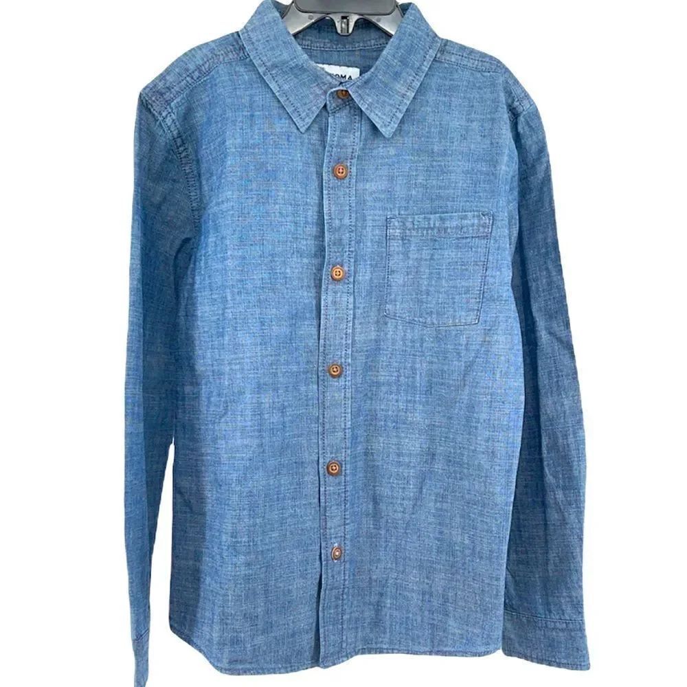Sonoma Boy’s Chambray Long Sleeve Collared Button Front Casual Shirt Size 8